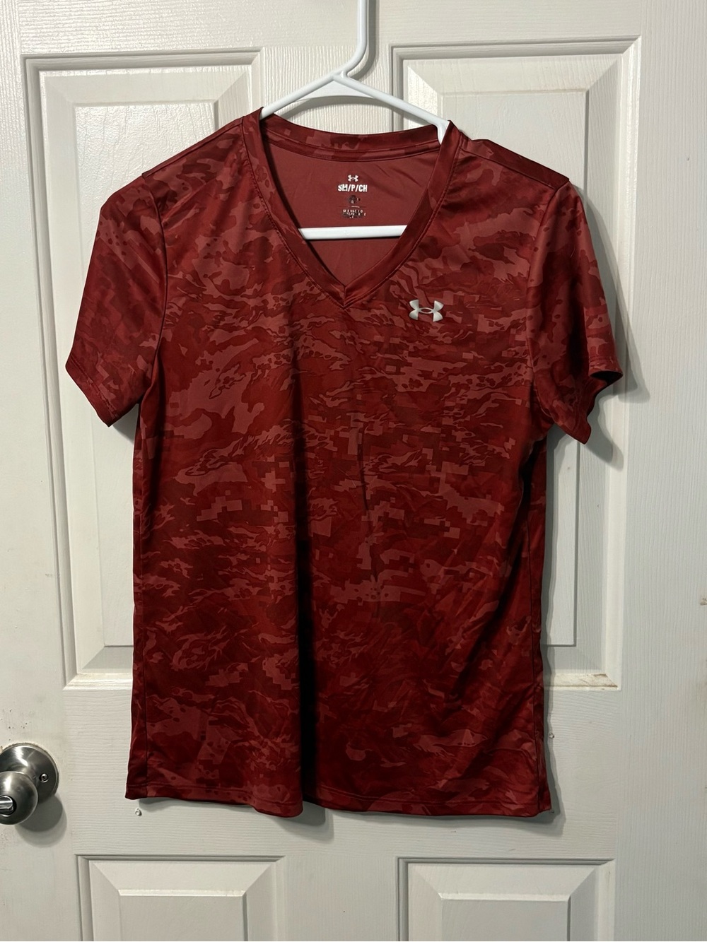 Under Armour Red Camo V-Neck Performance Tee